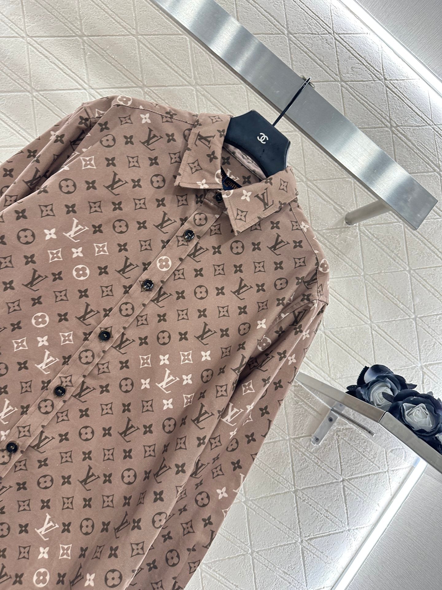 L 25 Printed lapel long-sleeved shirt