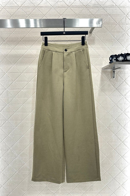 Di 25 Leather collar jacket and trousers suit(KHAKI/BLACK)