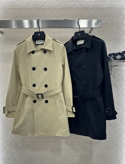 Gu 25 Lapel double-breasted mid-length trench coat
