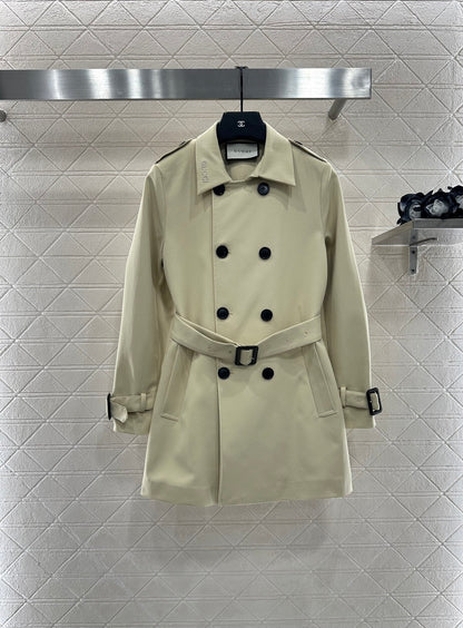 Gu 25 Lapel double-breasted mid-length trench coat