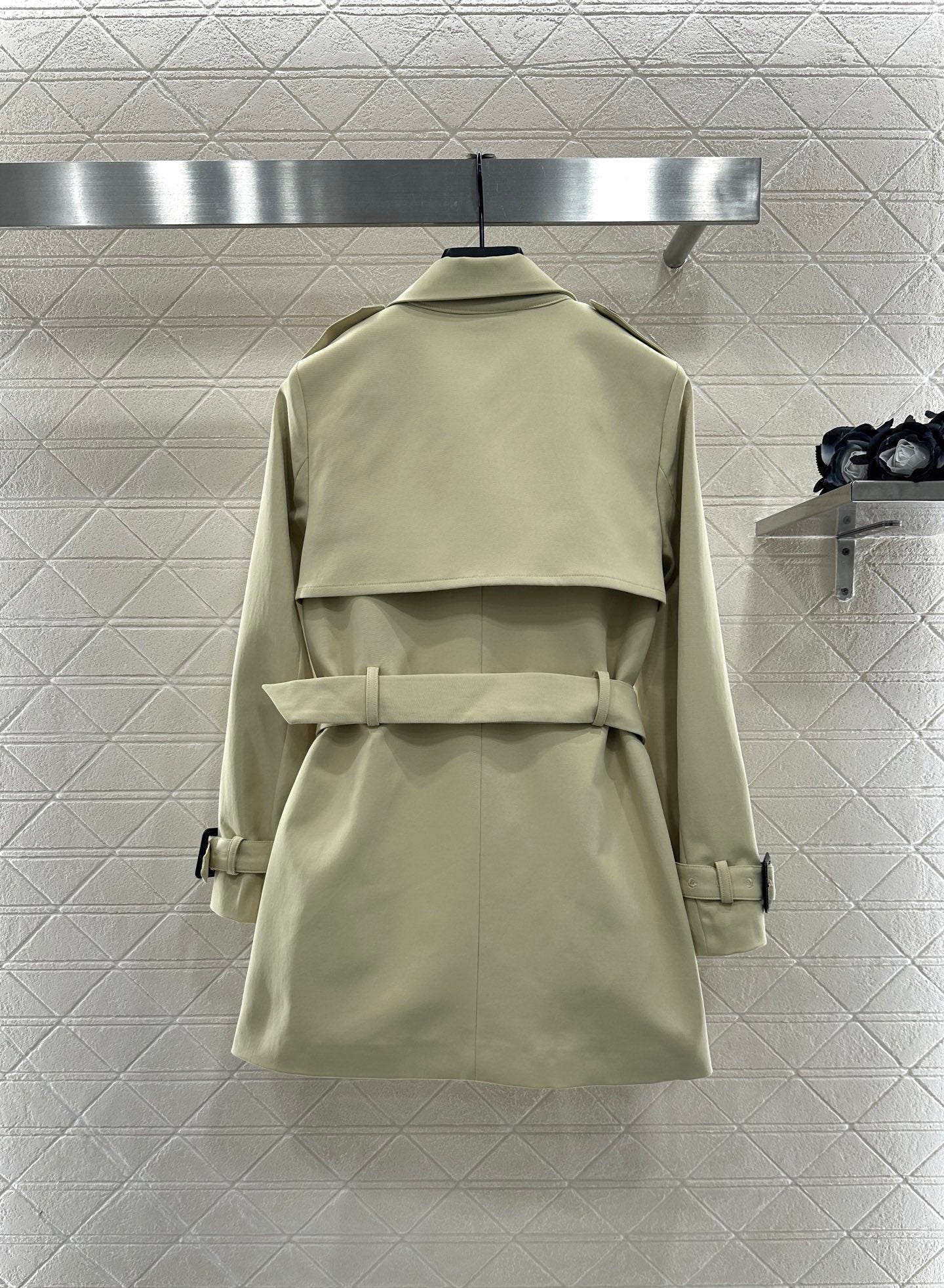 Gu 25 Lapel double-breasted mid-length trench coat