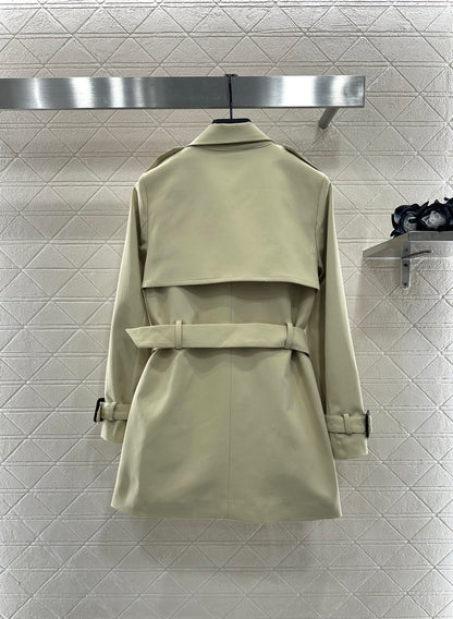 Gu 25 Lapel double-breasted mid-length trench coat