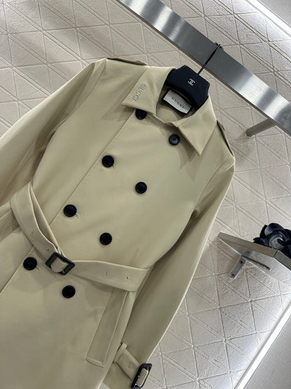 Gu 25 Lapel double-breasted mid-length trench coat