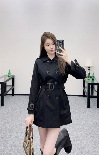 Gu 25 Lapel double-breasted mid-length trench coat