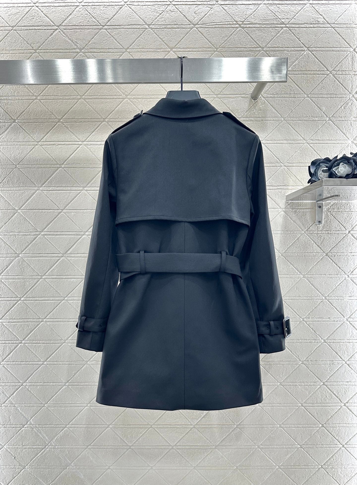 Gu 25 Lapel double-breasted mid-length trench coat