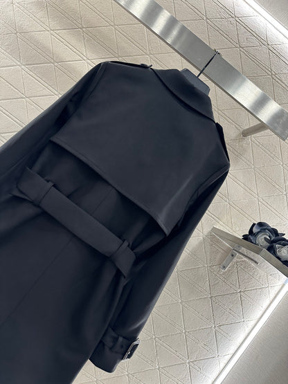 Gu 25 Lapel double-breasted mid-length trench coat