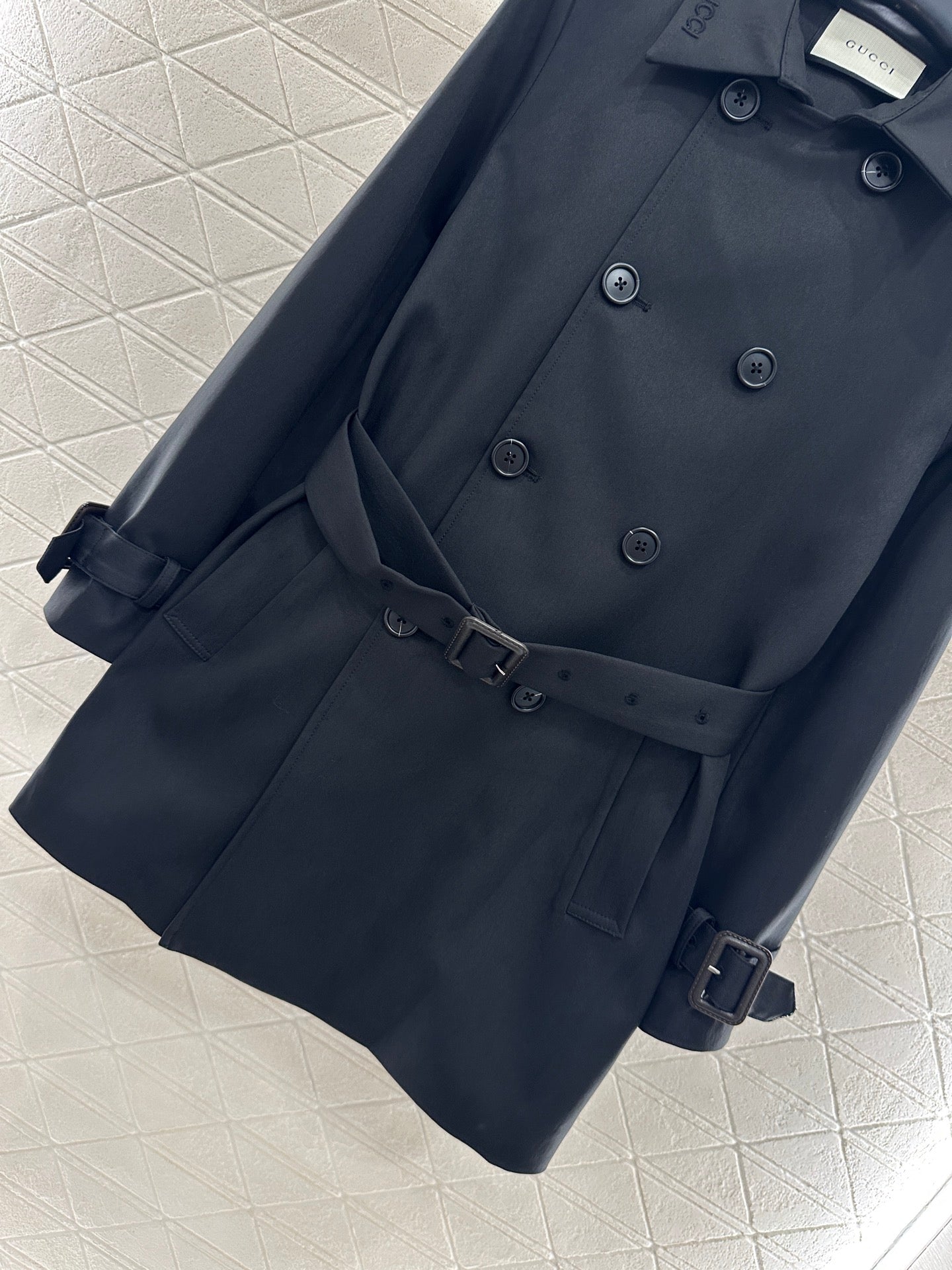 Gu 25 Lapel double-breasted mid-length trench coat