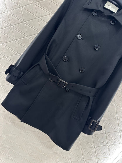 Gu 25 Lapel double-breasted mid-length trench coat