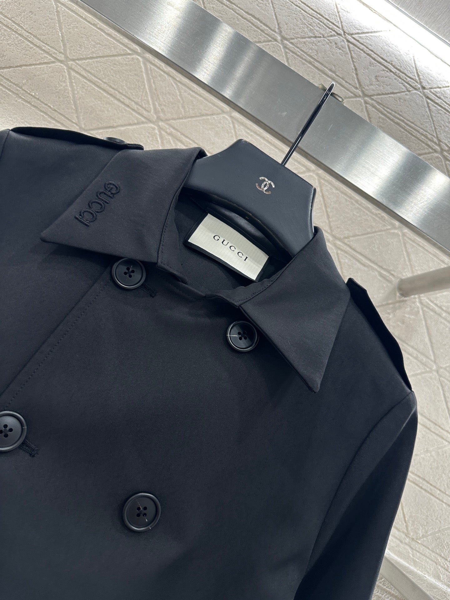 Gu 25 Lapel double-breasted mid-length trench coat