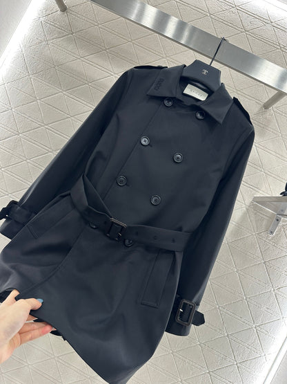 Gu 25 Lapel double-breasted mid-length trench coat
