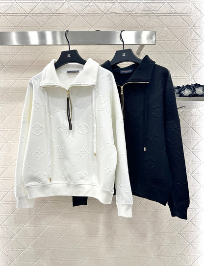 L 25 embossed logo half-placket sweatshirt