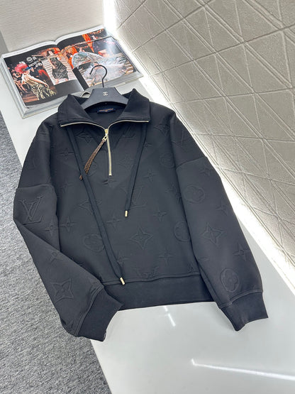 L 25 embossed logo half-placket sweatshirt