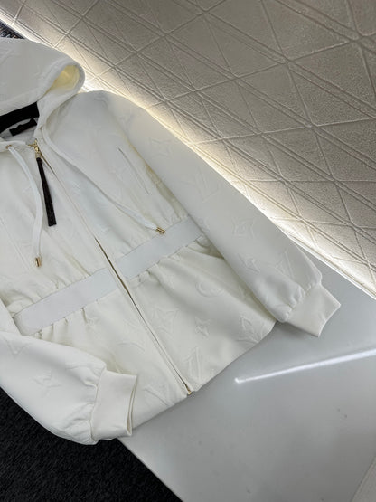 L 25 Embossed LOGO Hooded Waist Jacket and Pants Set