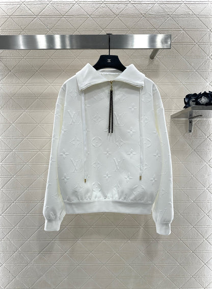 L 25 embossed logo half-placket sweatshirt