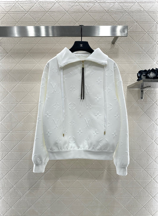 L 25 embossed logo half-placket sweatshirt