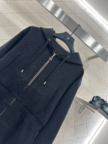 L 25 Embossed LOGO Hooded Waist Jacket and Pants Set
