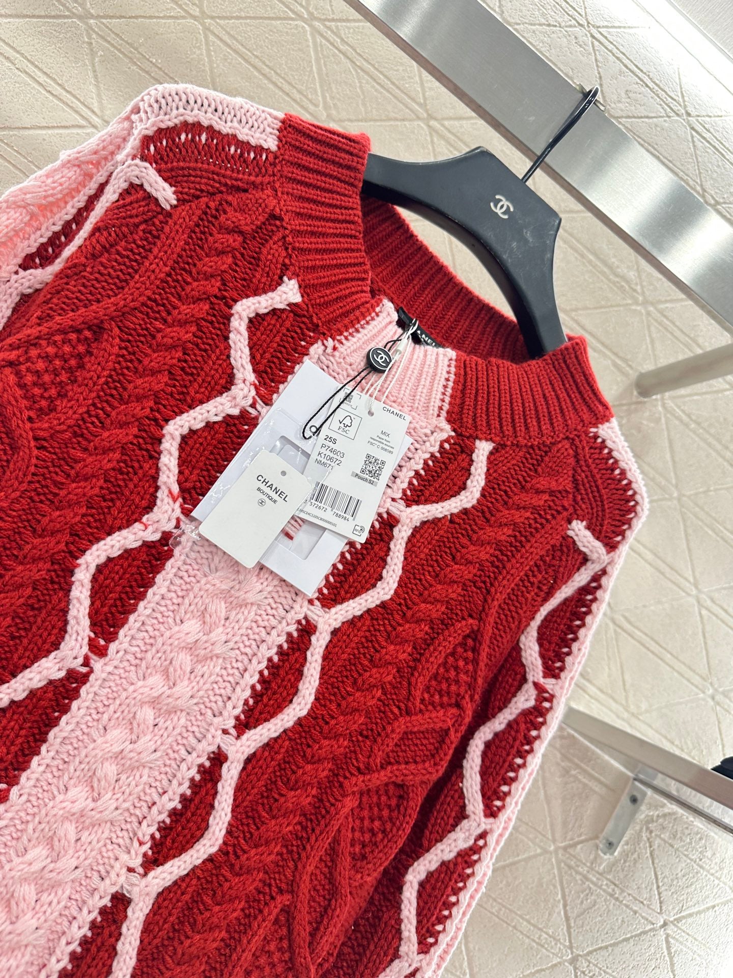 C 25 Cable-knit contrast crochet wool sweater dress