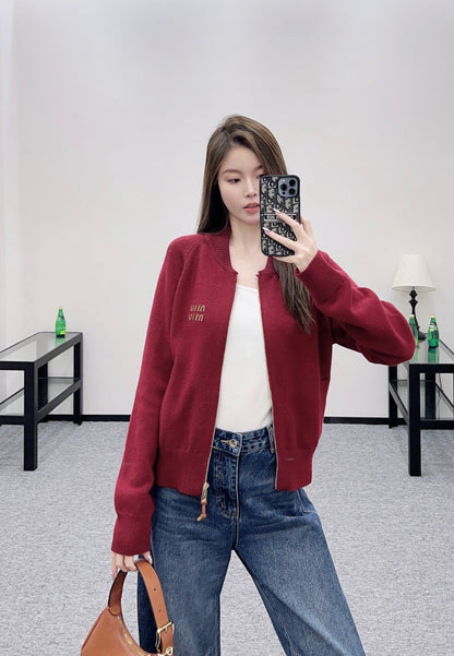 Mi 25 Zippered knit wool cardigan