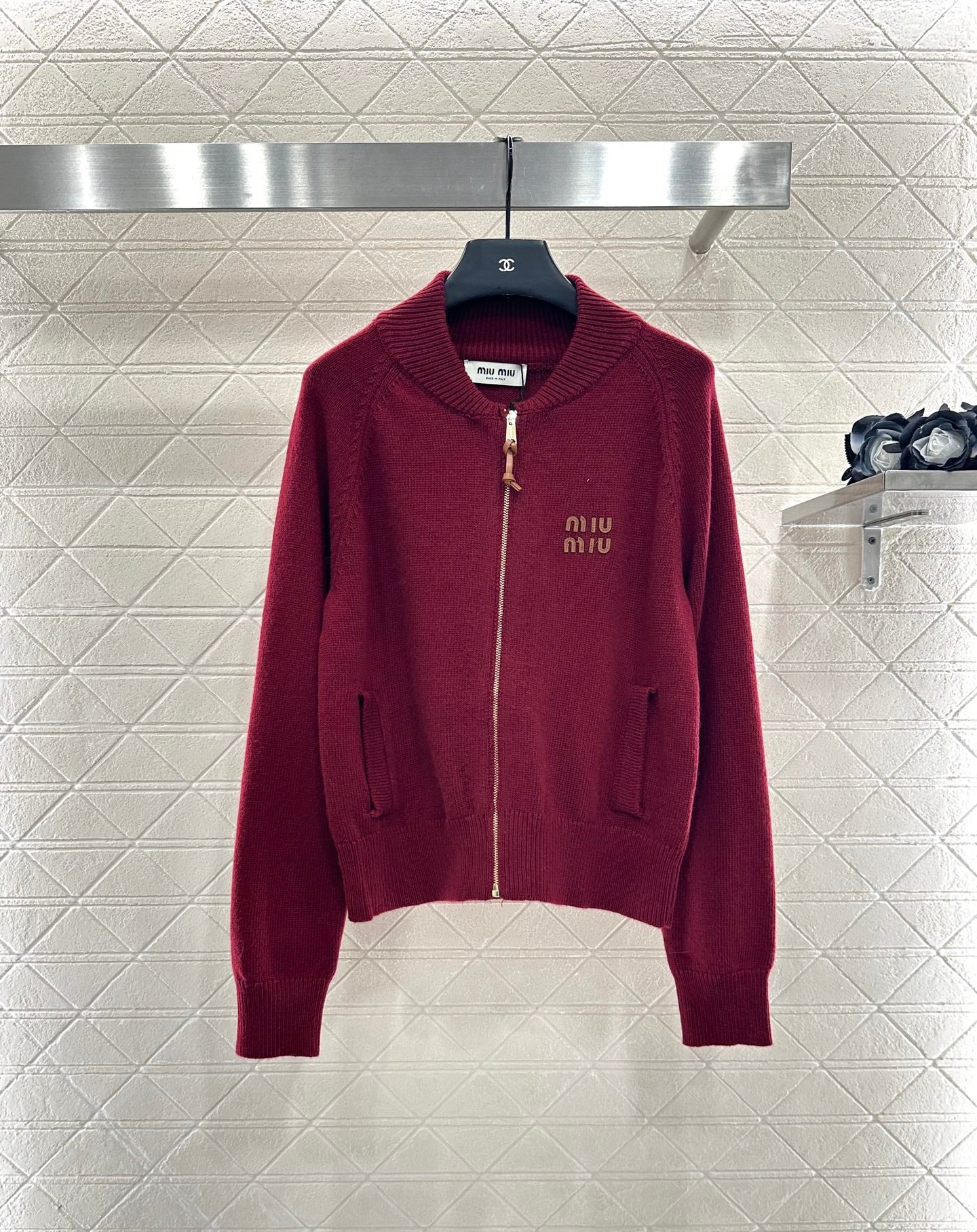 Mi 25 Zippered knit wool cardigan