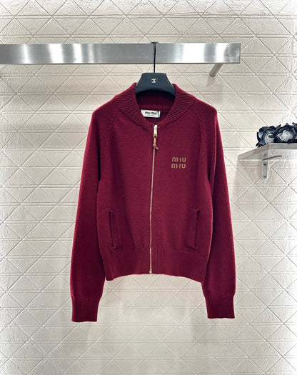 Mi 25 Zippered knit wool cardigan