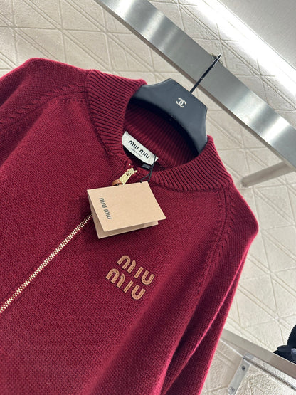 Mi 25 Zippered knit wool cardigan