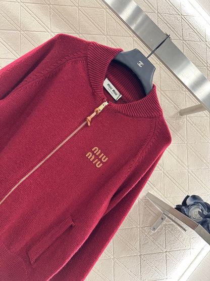 Mi 25 Zippered knit wool cardigan