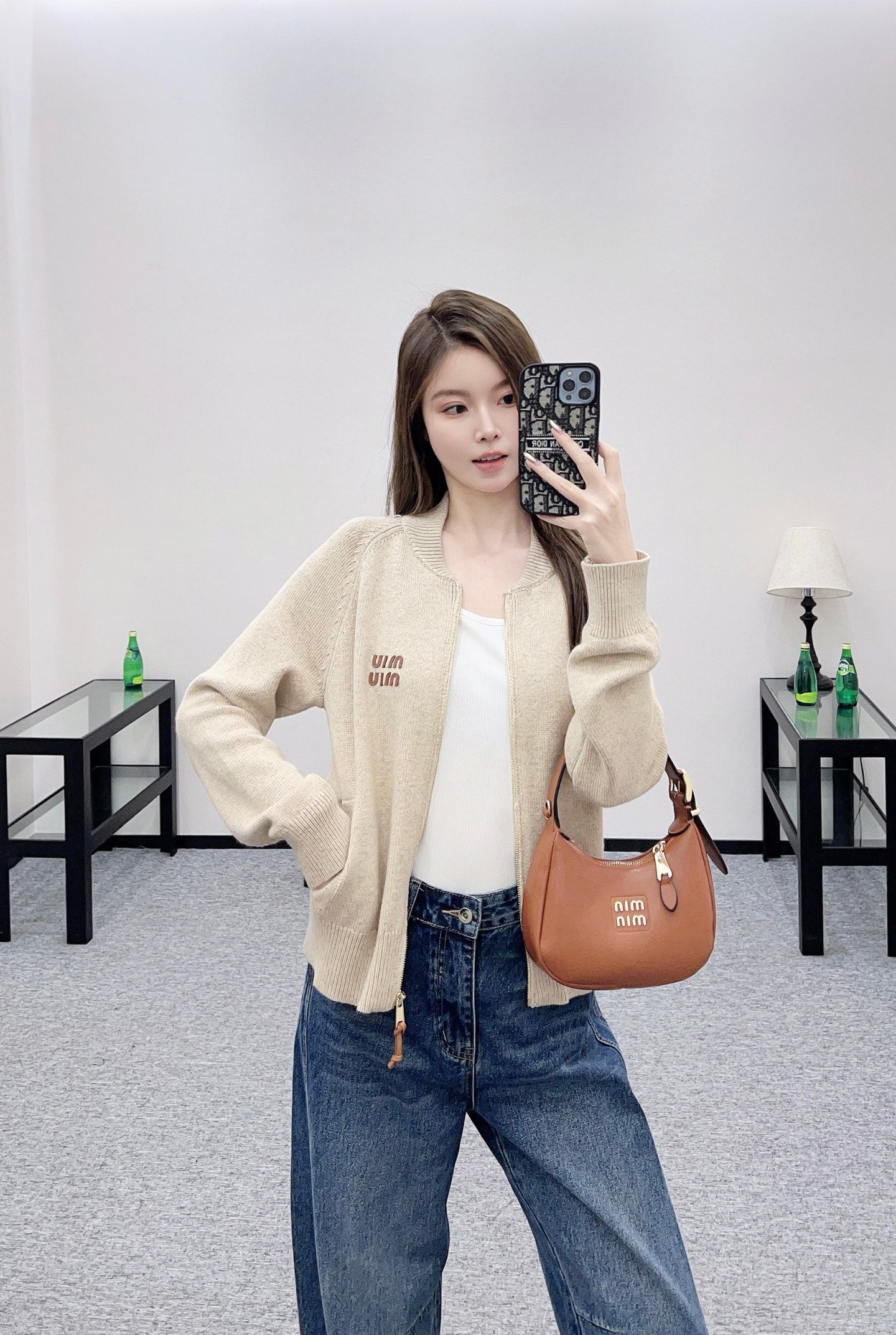 Mi 25 Zippered knit wool cardigan