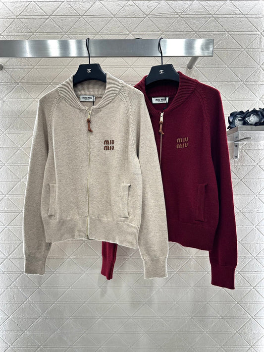Mi 25 Zippered knit wool cardigan