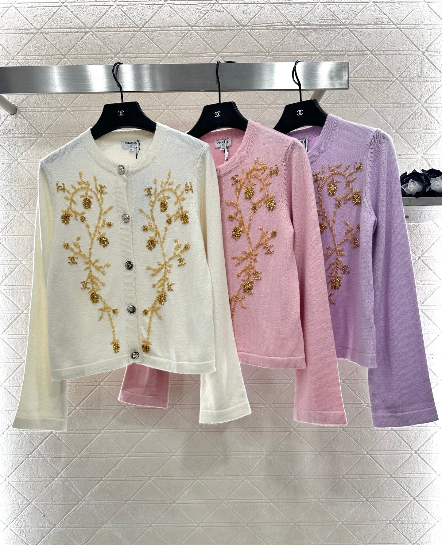 C 25 Beaded Knit Cashmere Cardigan