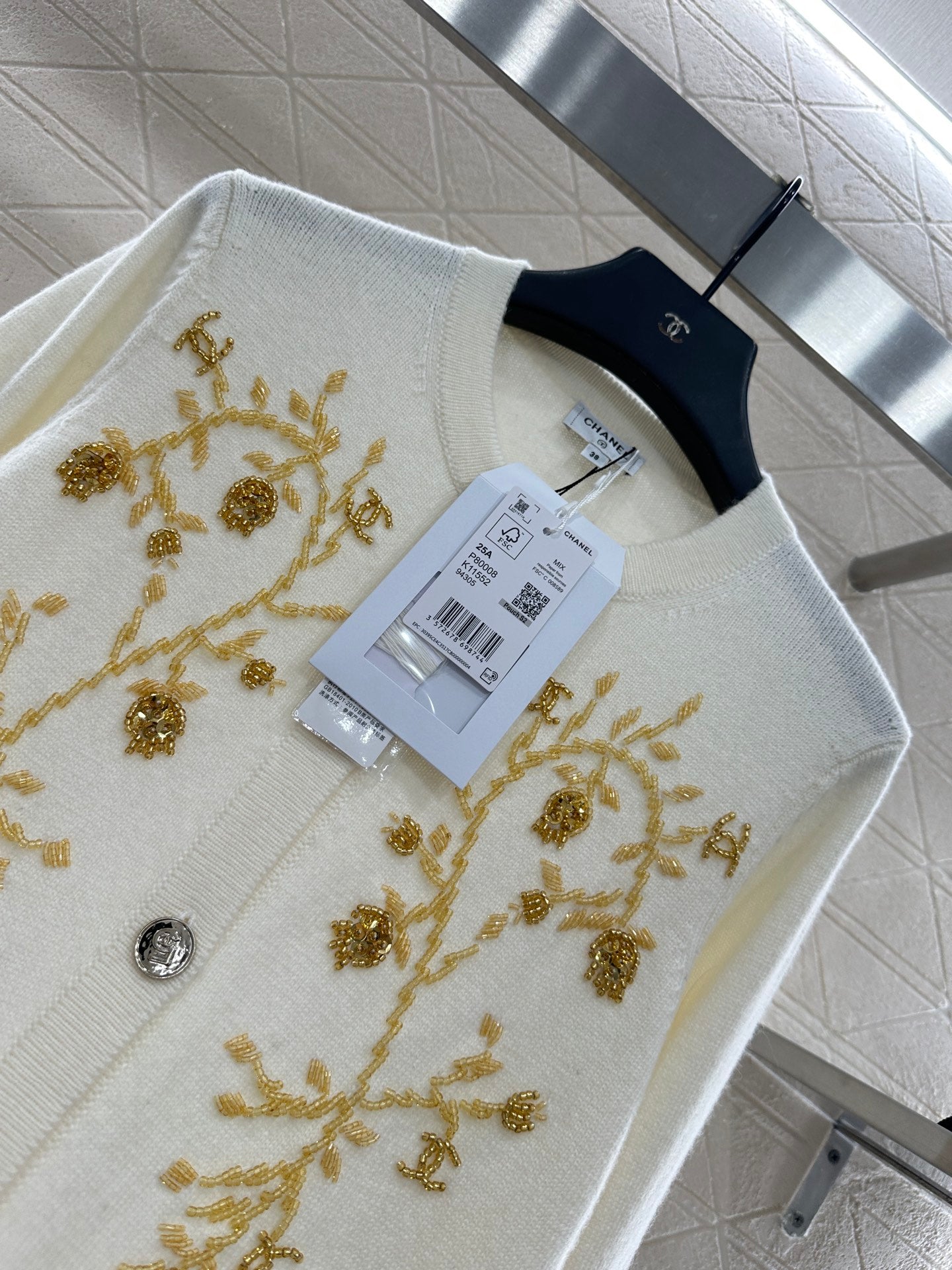 C 25 Beaded Knit Cashmere Cardigan