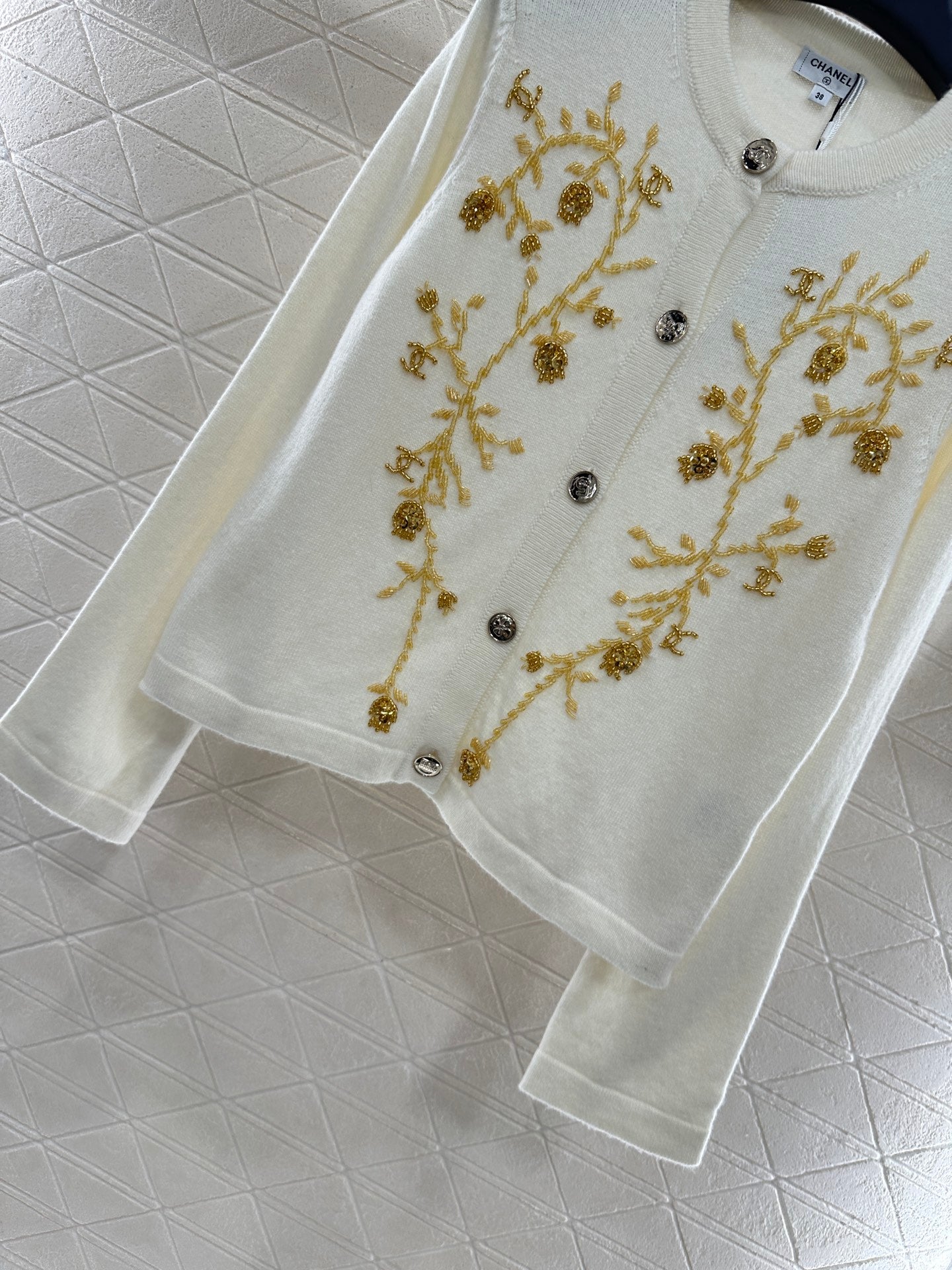 C 25 Beaded Knit Cashmere Cardigan