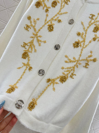 C 25 Beaded Knit Cashmere Cardigan