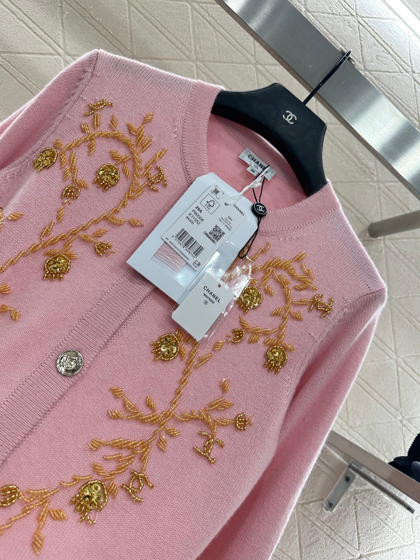 C 25 Beaded Knit Cashmere Cardigan