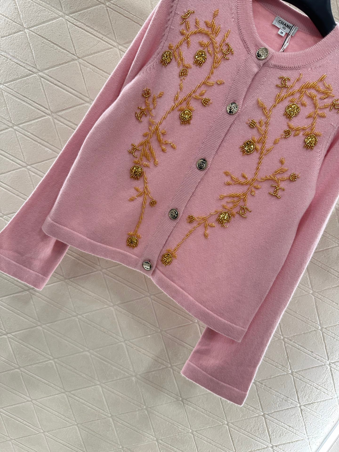 C 25 Beaded Knit Cashmere Cardigan