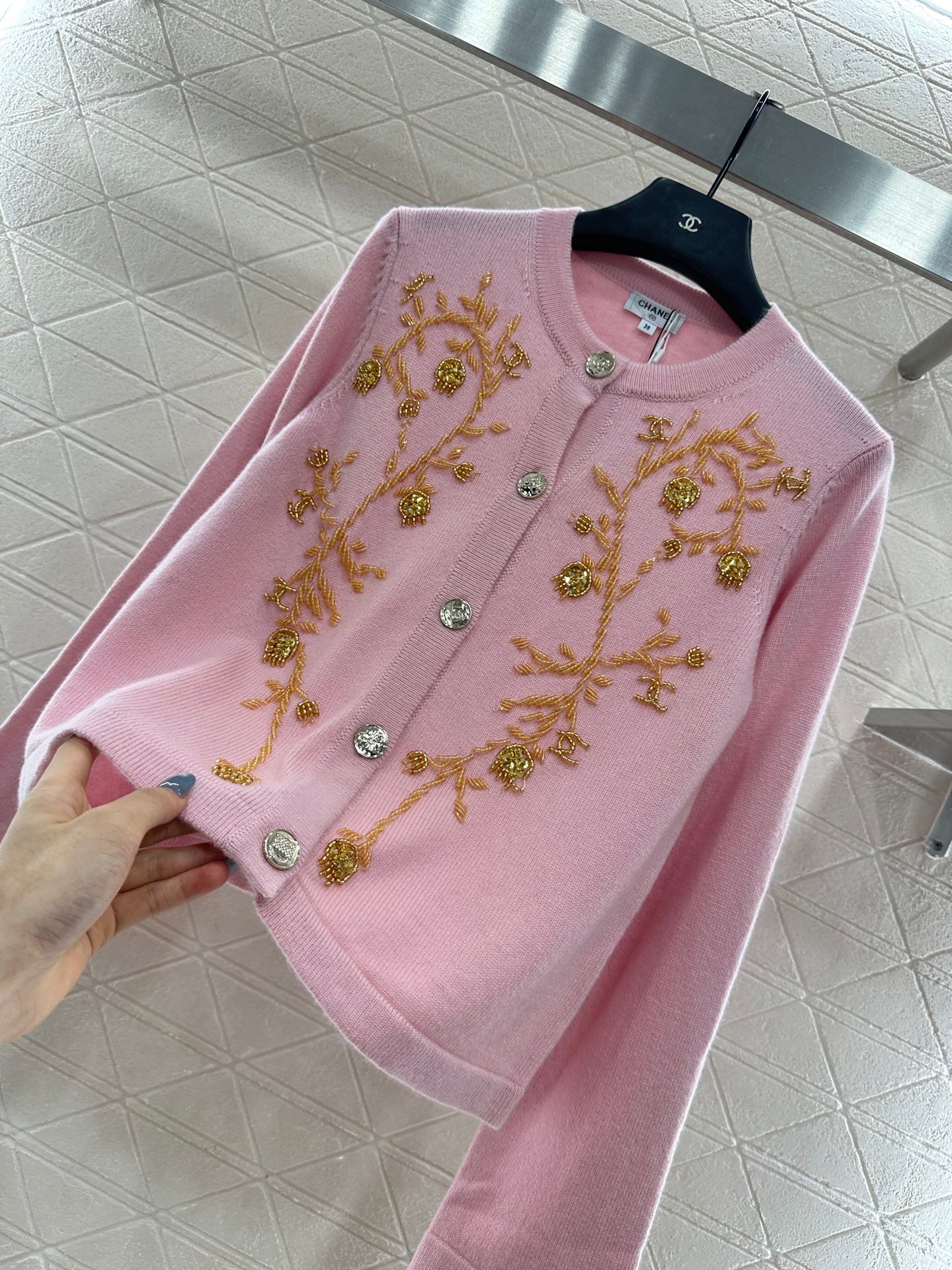 C 25 Beaded Knit Cashmere Cardigan