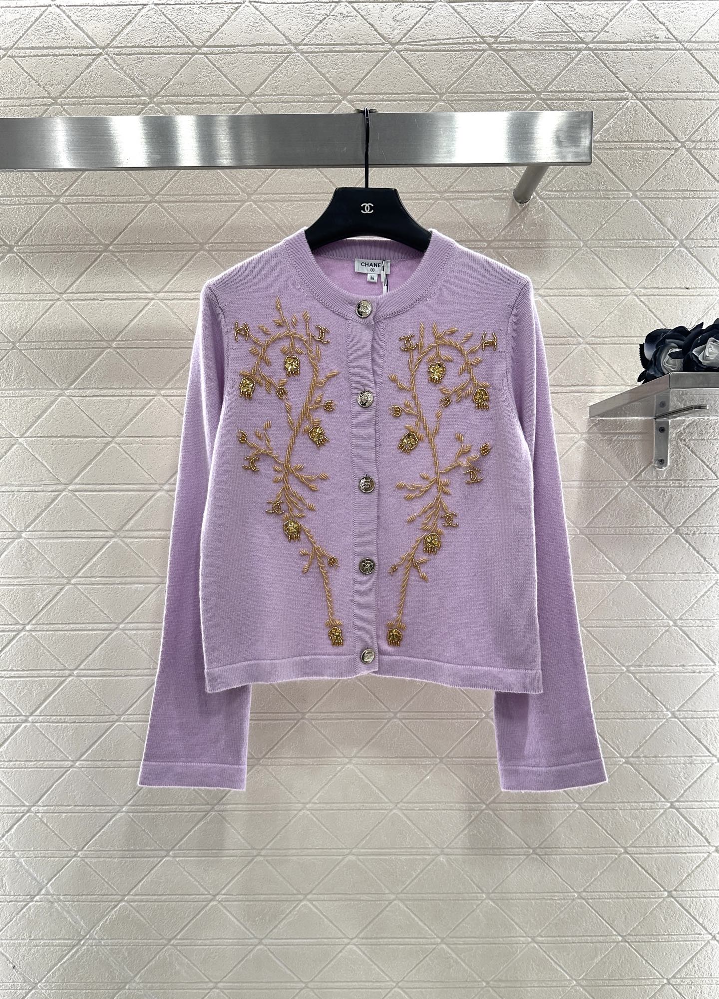 C 25 Beaded Knit Cashmere Cardigan