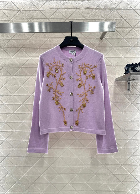 C 25 Beaded Knit Cashmere Cardigan
