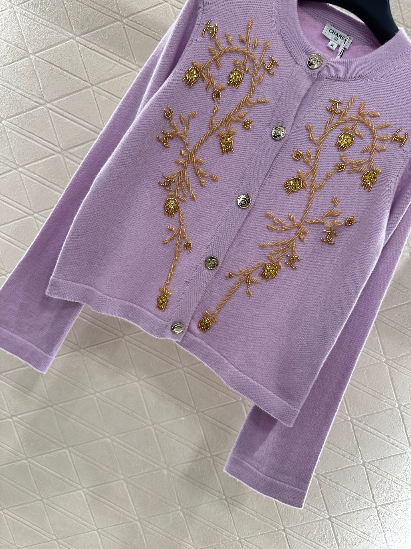 C 25 Beaded Knit Cashmere Cardigan