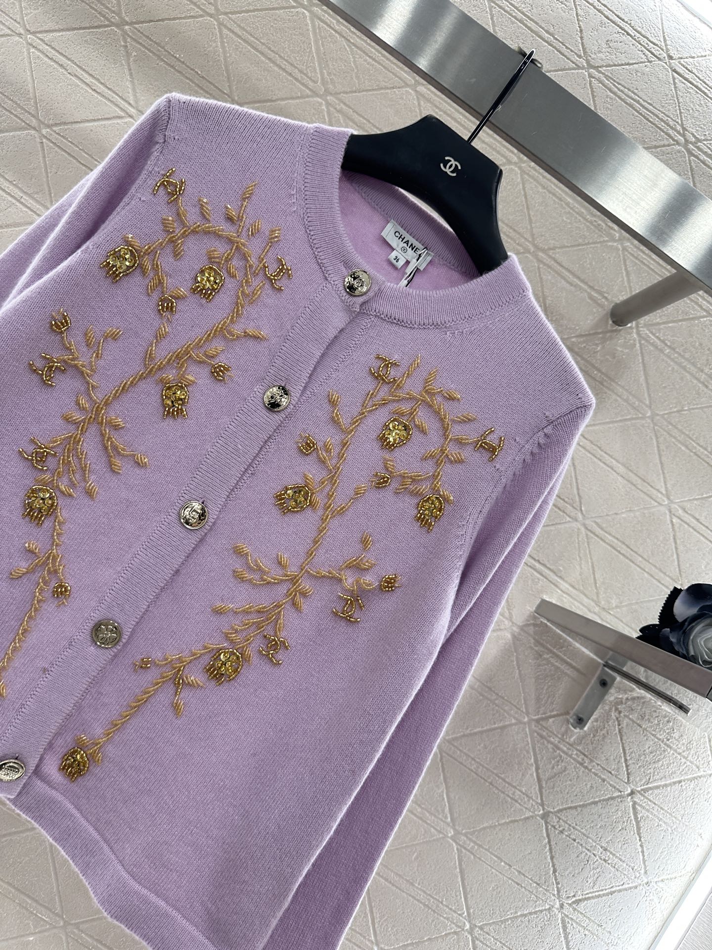 C 25 Beaded Knit Cashmere Cardigan