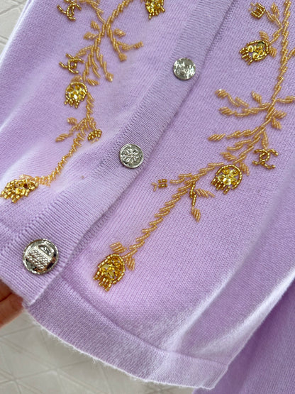 C 25 Beaded Knit Cashmere Cardigan