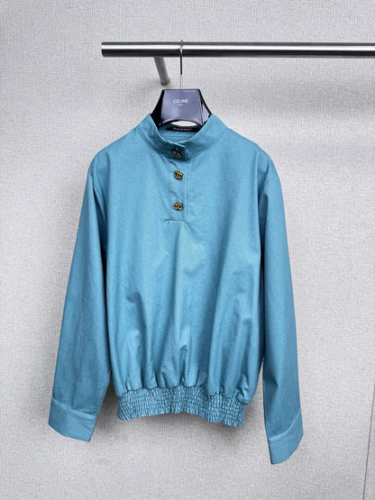 C 25 New vintage collection high collar waist shirt（BLUE/GRAY）