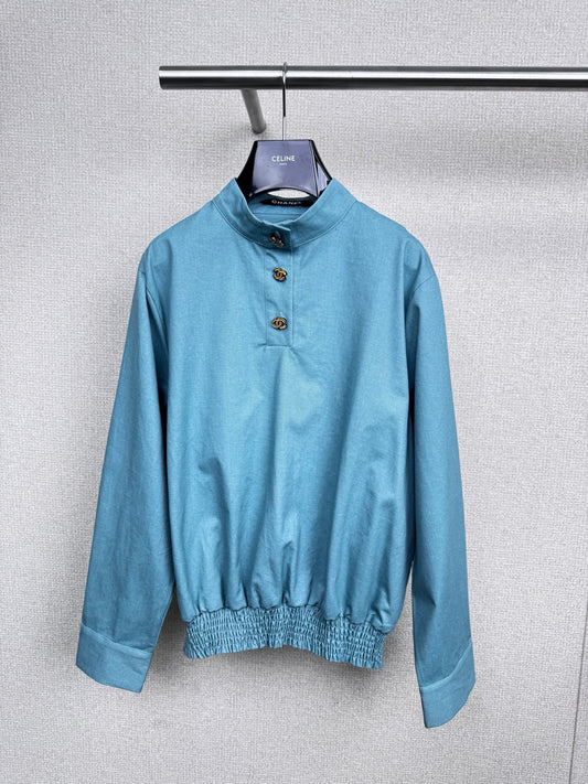 C 25 New vintage collection high collar waist shirt（BLUE/GRAY）