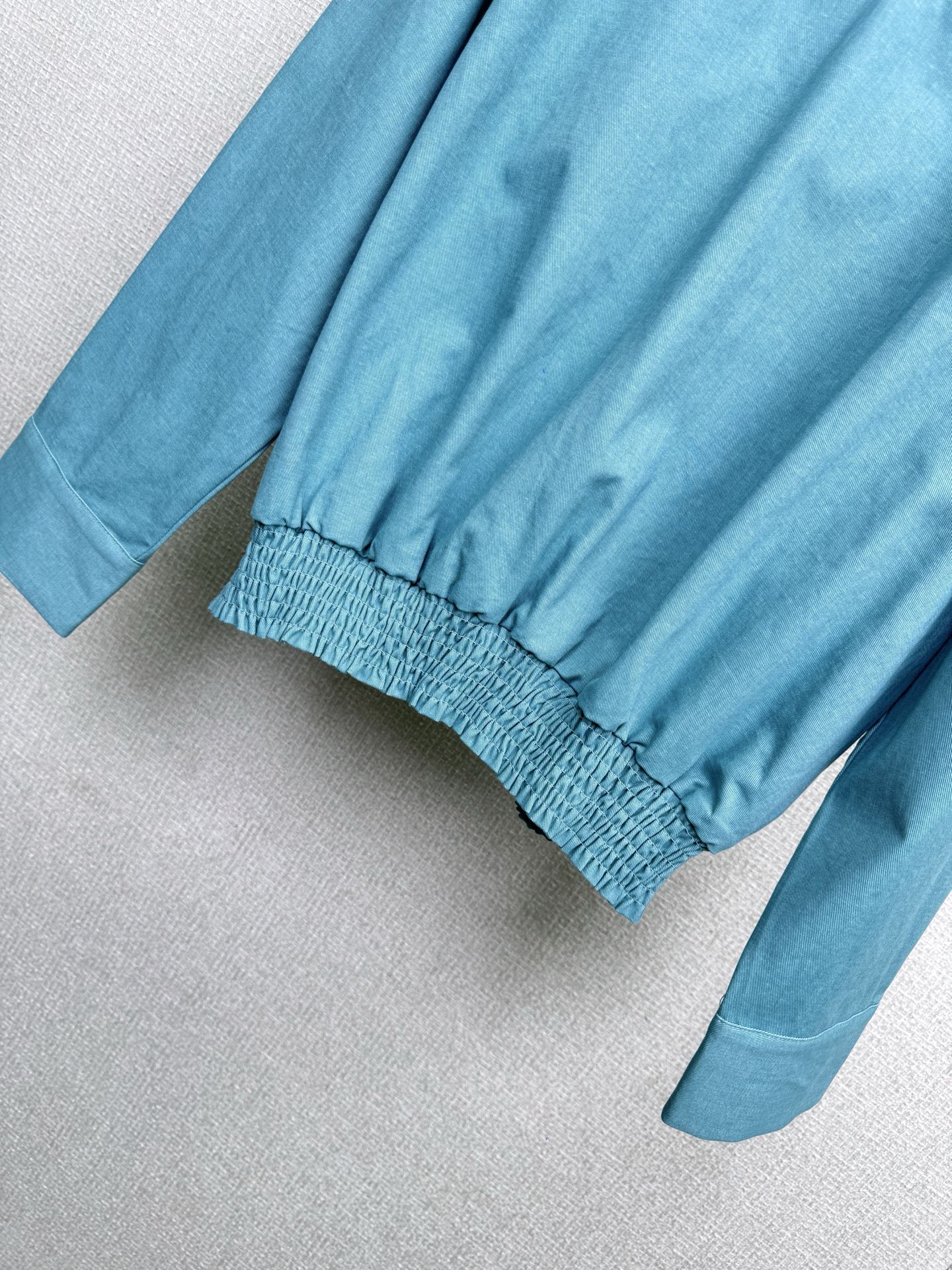 C 25 New vintage collection high collar waist shirt（BLUE/GRAY）