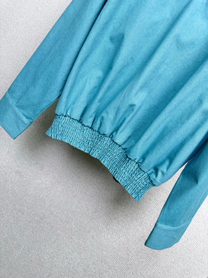 C 25 New vintage collection high collar waist shirt（BLUE/GRAY）