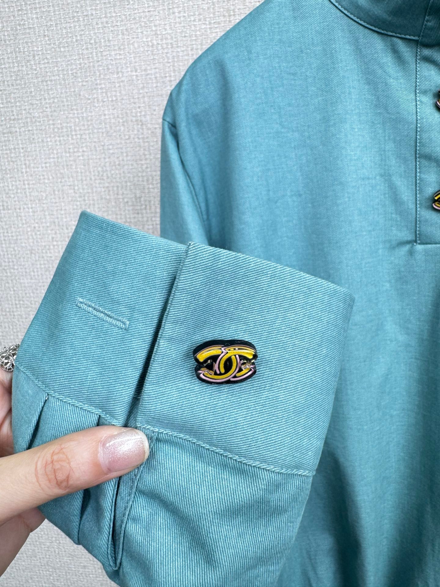 C 25 New vintage collection high collar waist shirt（BLUE/GRAY）