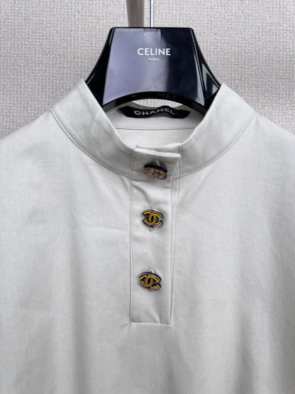 C 25 New vintage collection high collar waist shirt（BLUE/GRAY）