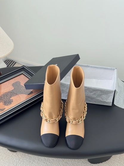 C 25K New chain mid-cut knight boots（KHAKI/WHITE）