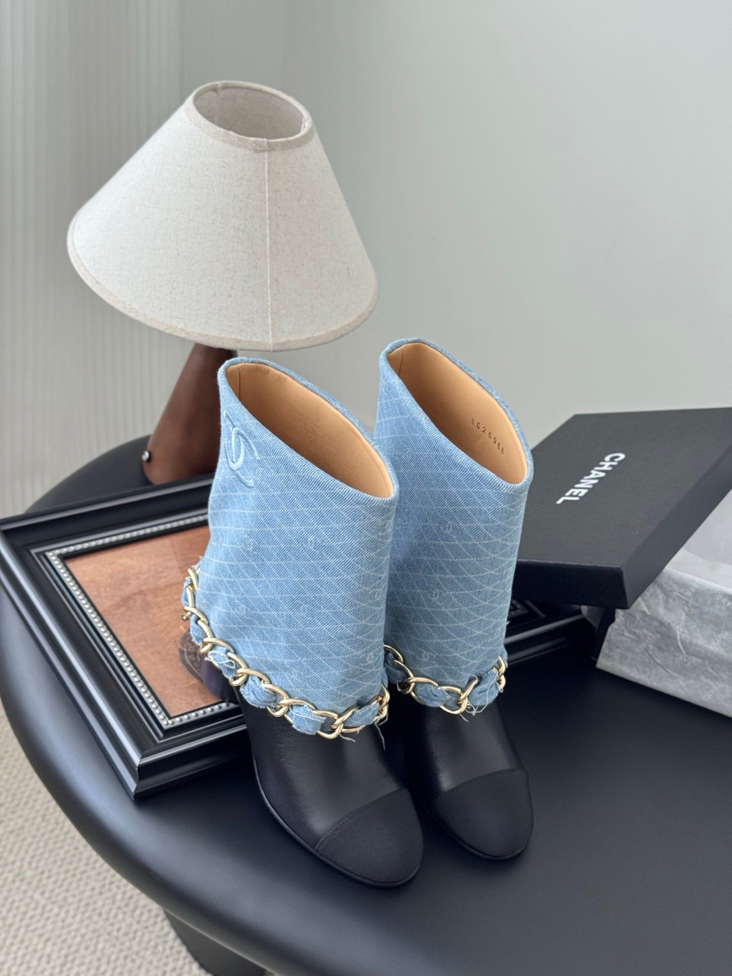 C 25K New chain mid-cut knight boots（BLUE/DARK BLUE）