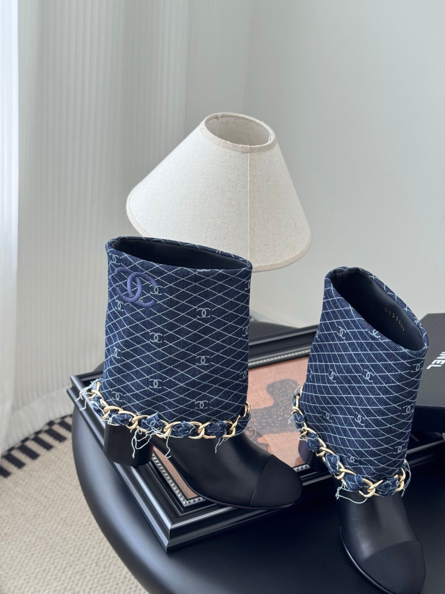 C 25K New chain mid-cut knight boots（BLUE/DARK BLUE）