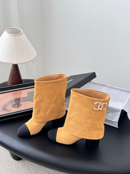 C 25K New chain mid-cut knight boots（KHAKI/WHITE）